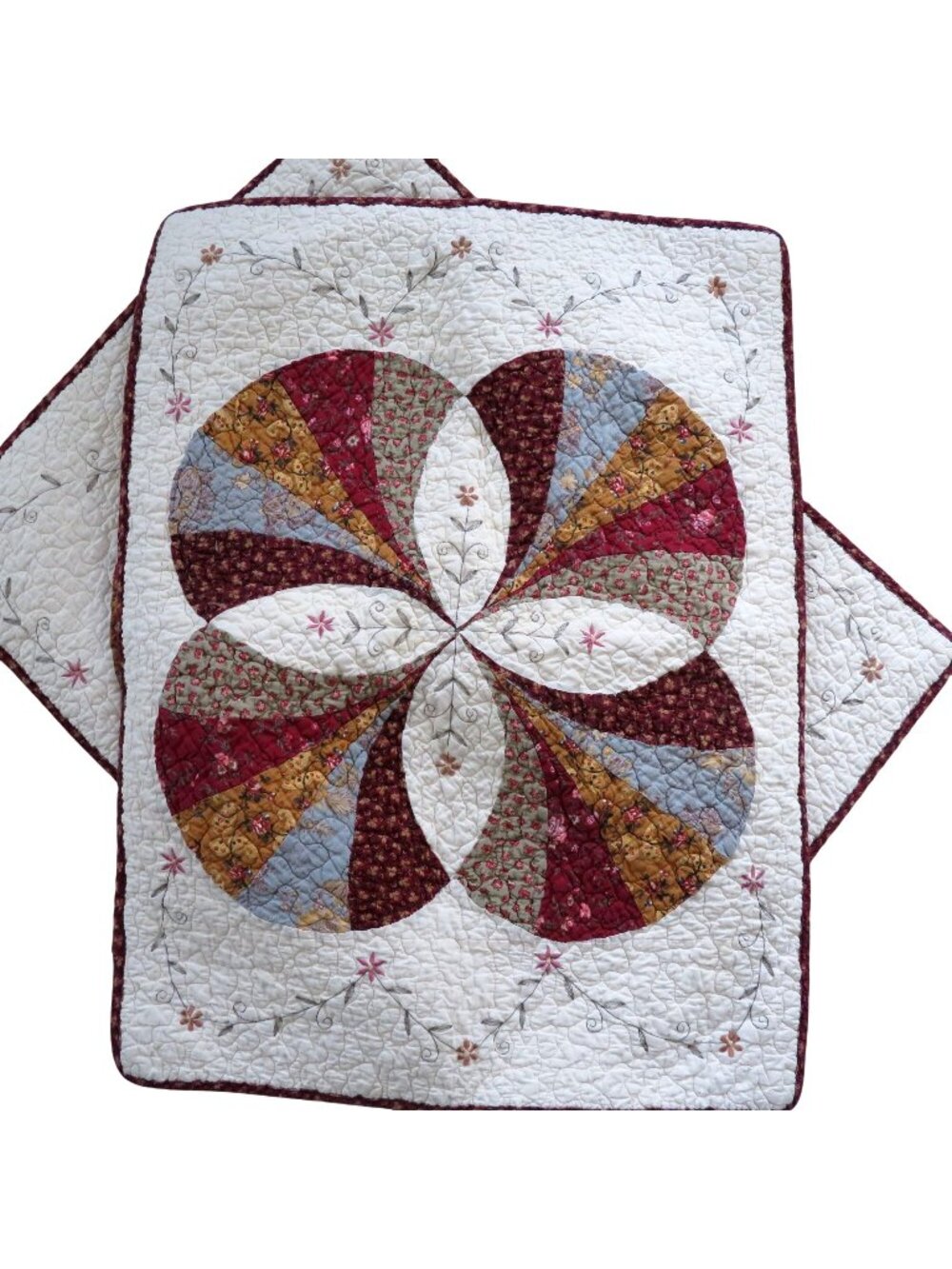 Vintage Quilted Pillow Shams Pair of 2 Floral Patchwork 21"x27" 100% Cotton JCP